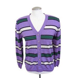 Casablanca Women Merino Wool Cardigan Button Front Euro 38 US 6 Striped Italy